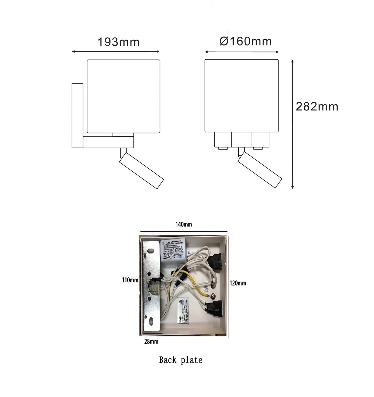 E27 Interior Wall Lamp With Adjustable LED Reading Lights