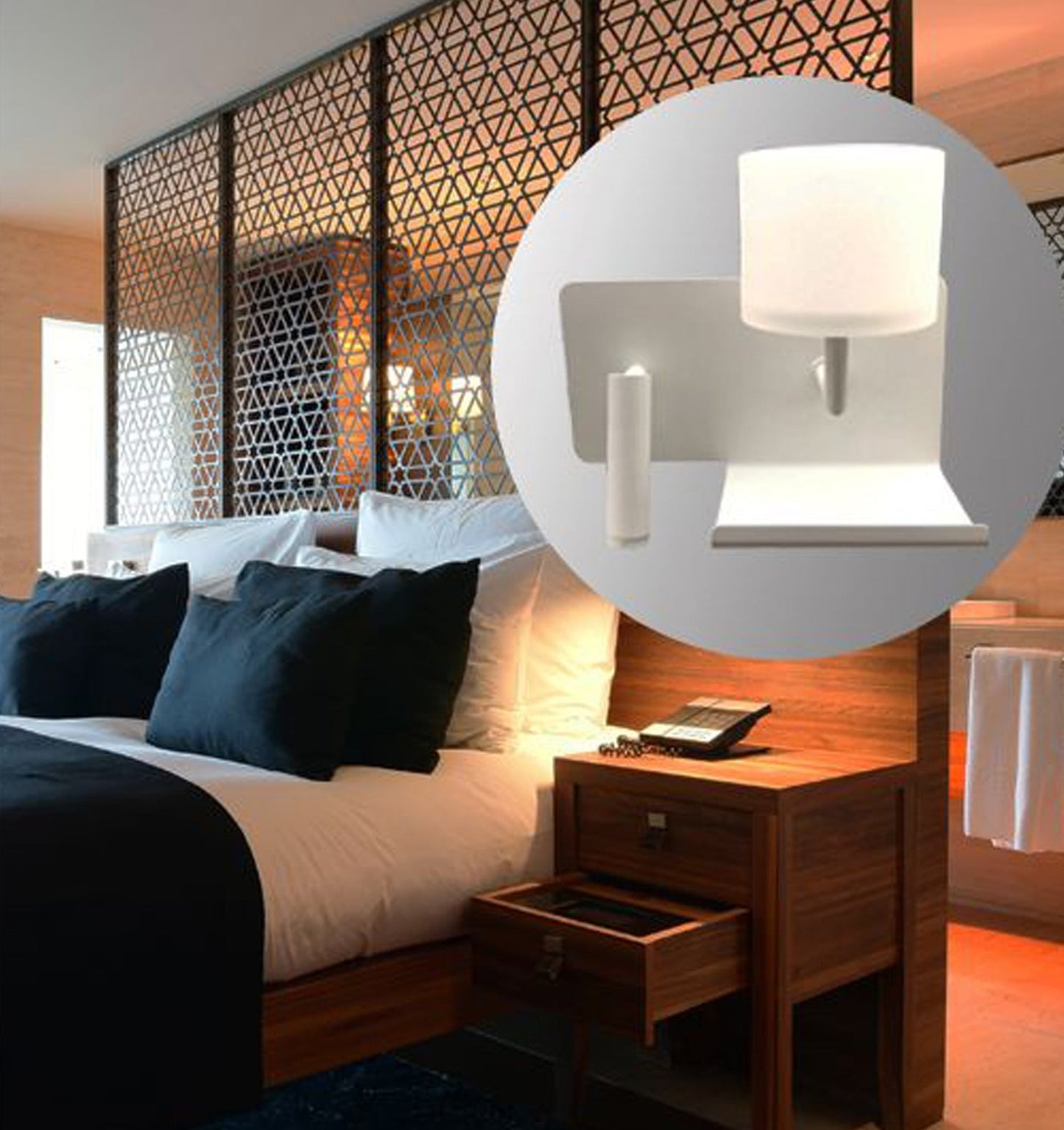 Frosted Glass Deco Wall Light & Reading Light (with USB charger)