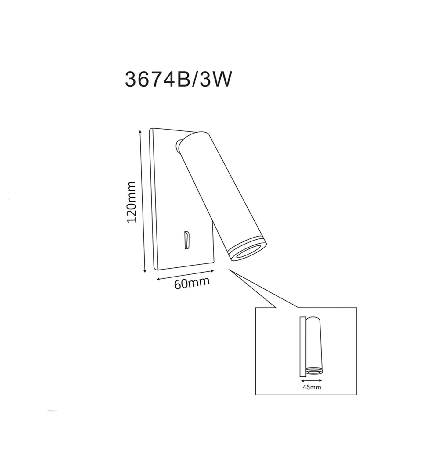 LED Wall Surface Mounted Matte White Reading Light