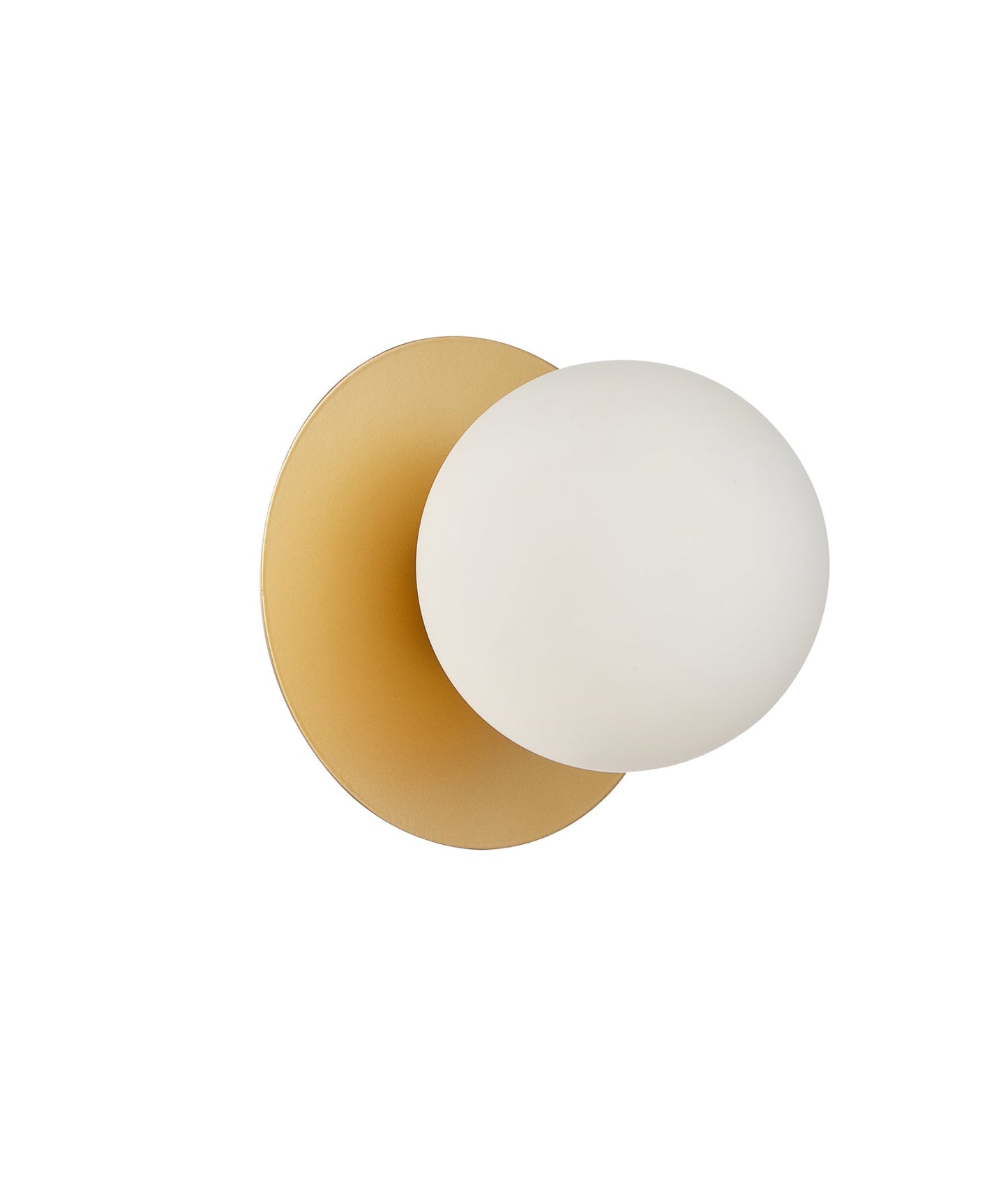 Interior Round Opal Diffuser with Round Base Wall Lights - Gold