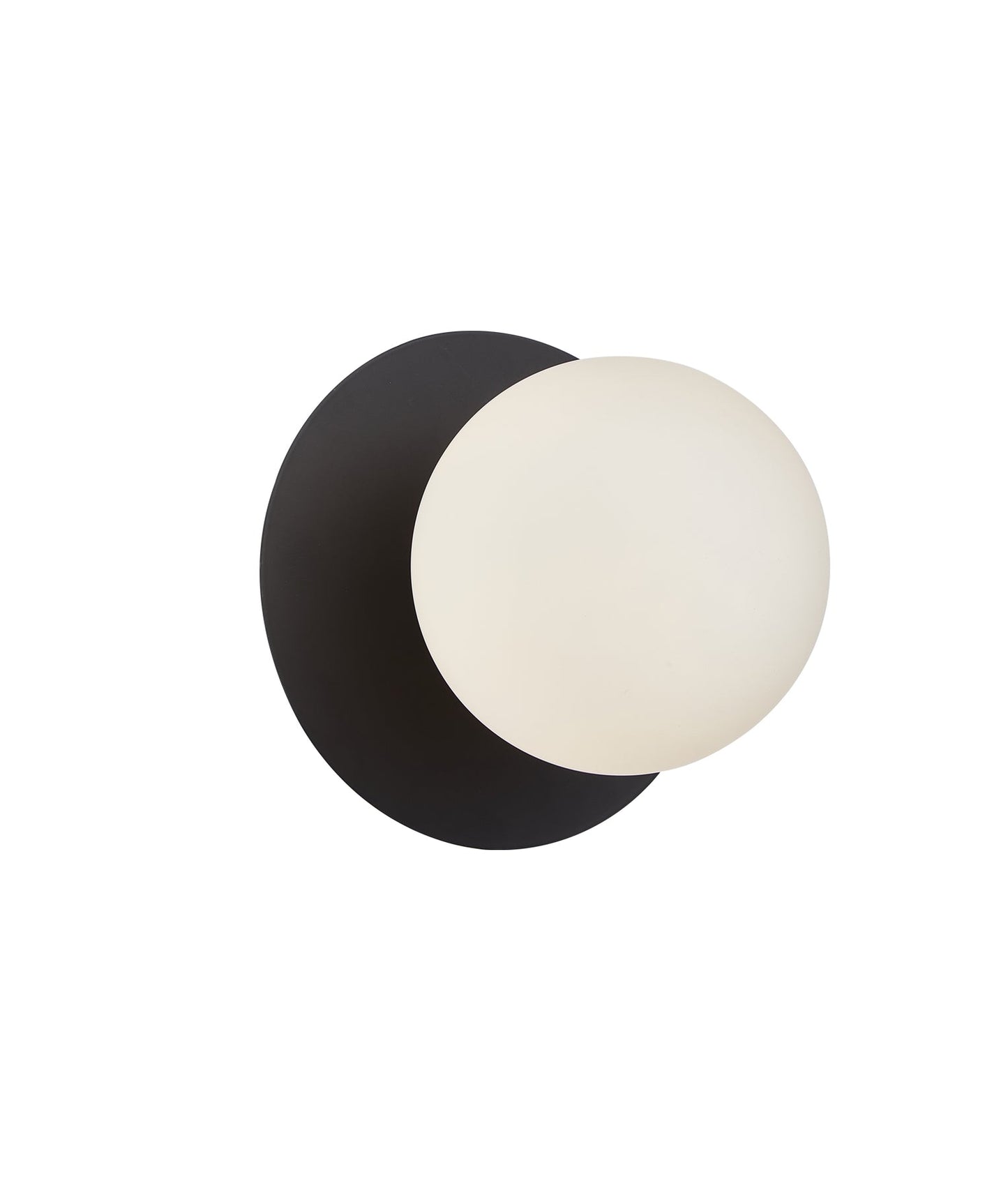 Interior Round Opal Diffuser with Round Base Wall Lights - Black