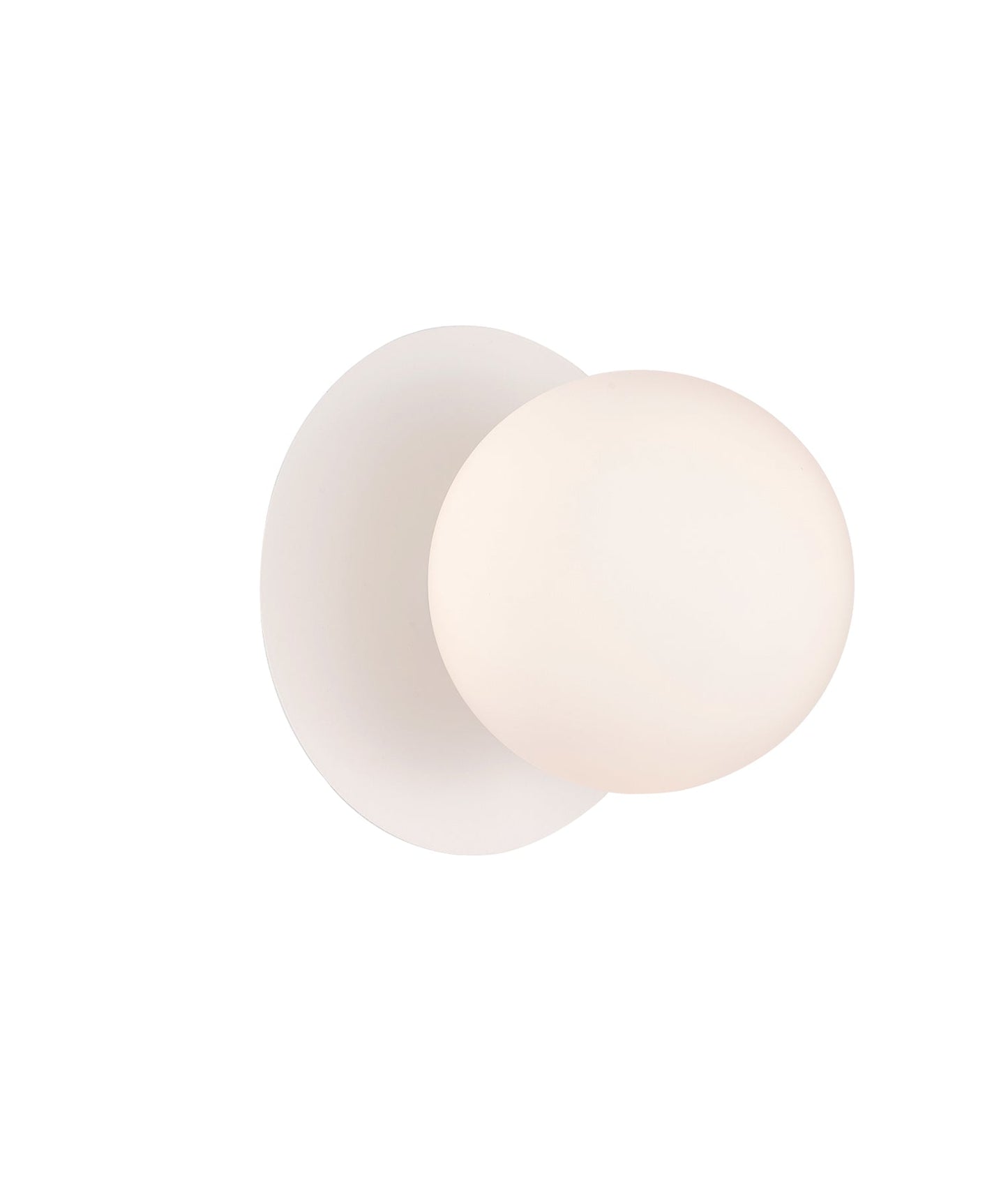 Interior Round Opal Diffuser with Round Base Wall Lights - White