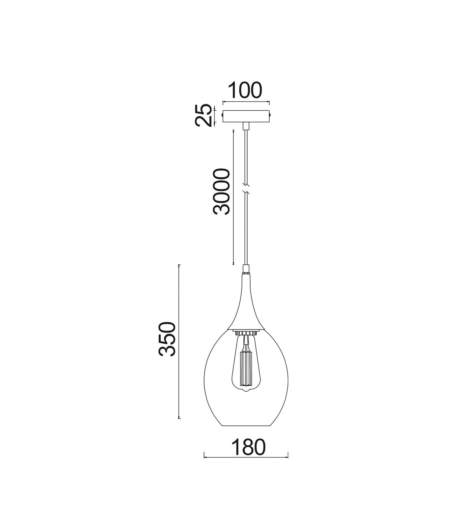 Wine Glass Shape Pendant Light - Mirror Black