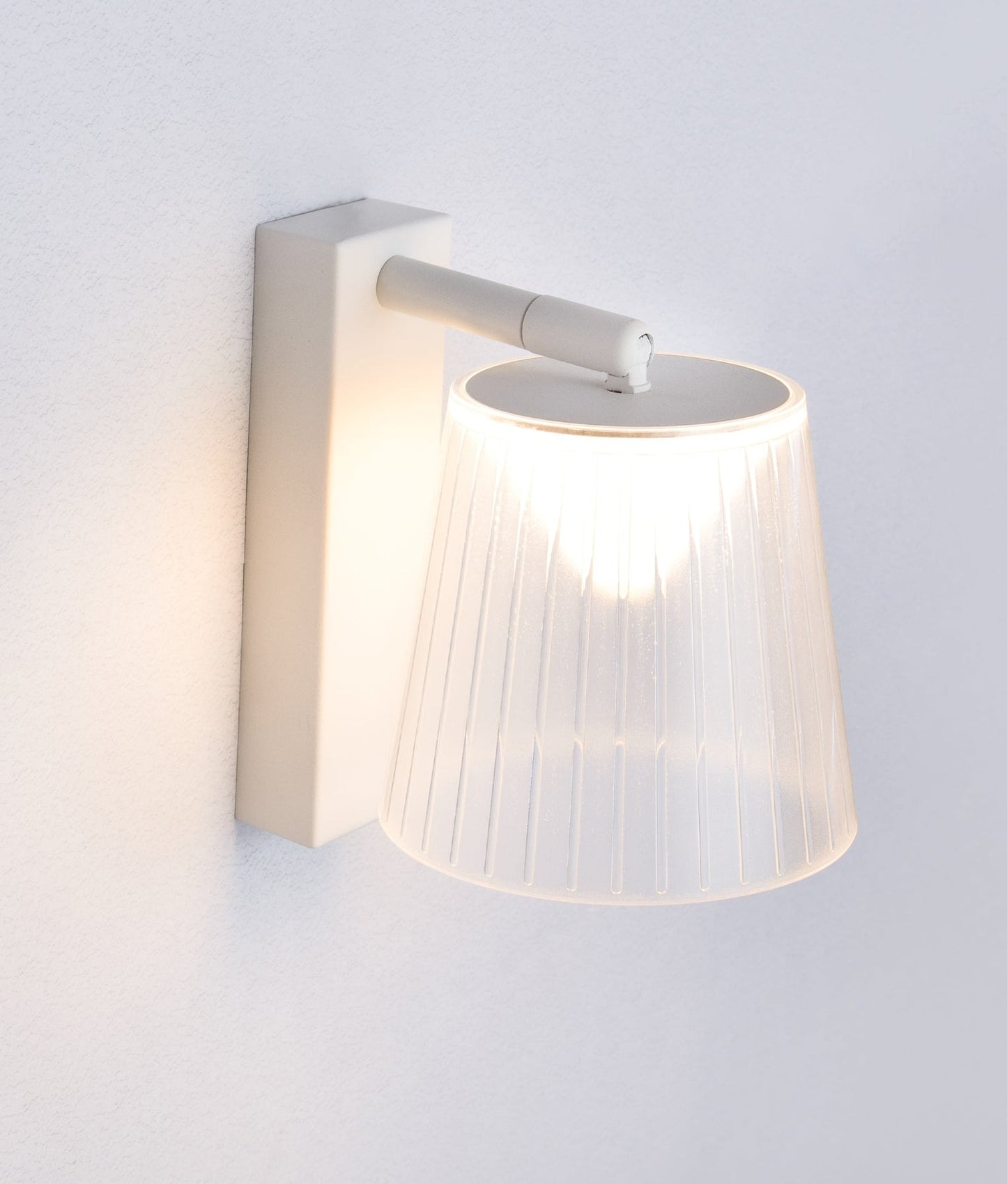 LED Wall White 1 Switch Clear PS Shade Wall Lights
