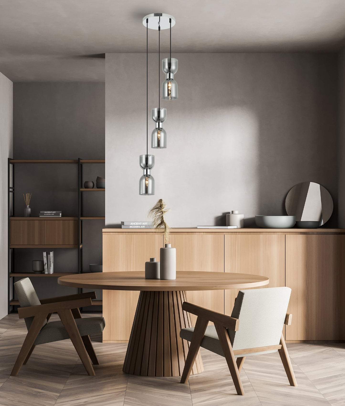 Opal Ellipse Multiple Round Base Pendant Lights