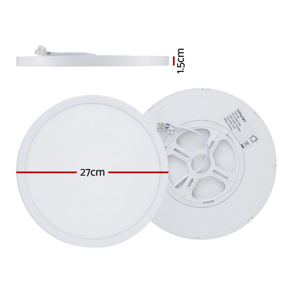 Ultra-Thin Tri-Colour LED Ceiling Light - White