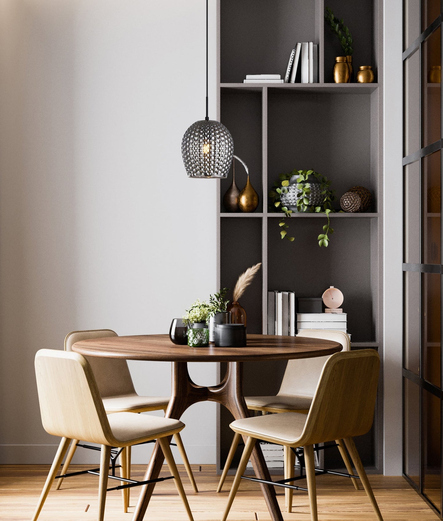 Wine Glass Shape Dimpled Pendant Lights - Smokey Black