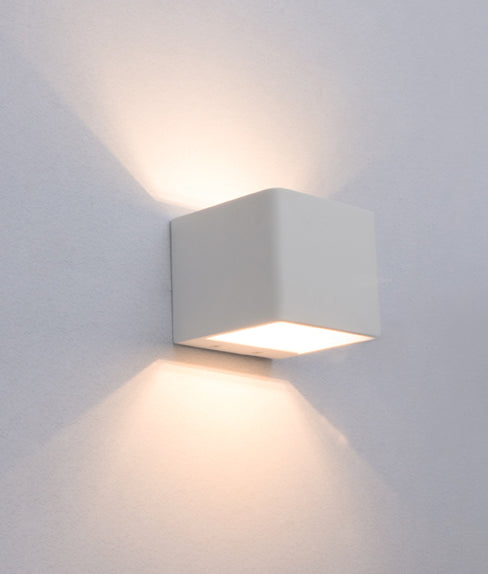 LED Interior Matte White Cube Up/Down Wall Light