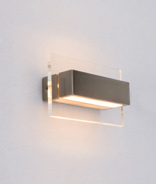 LED Interior Satin Nickel With Clear Acrylic Border Rectangular Wall Light