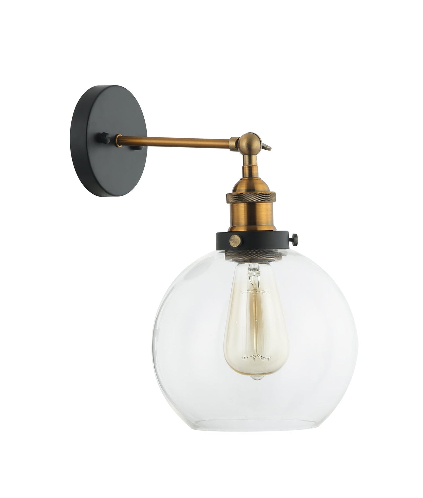 Vintage Brass Wall Light with Globe Shade