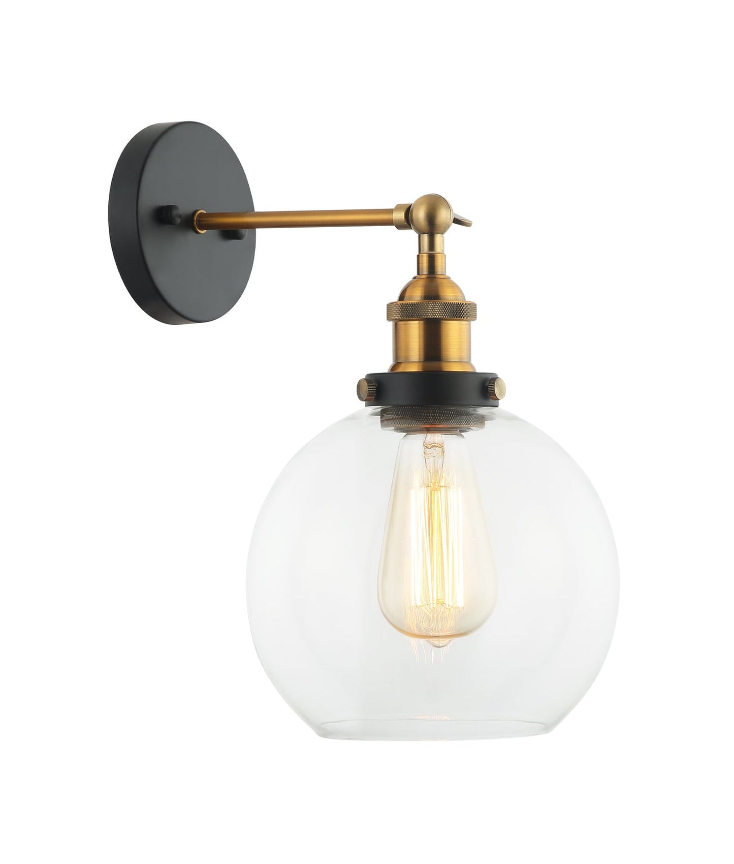 Vintage Brass Wall Light with Globe Shade