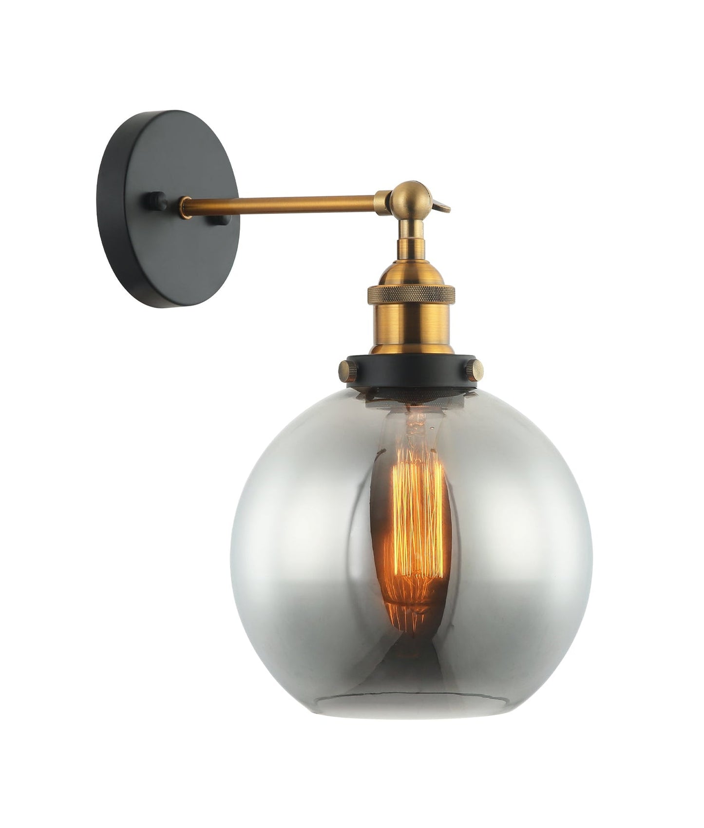 Vintage Brass Wall Light with Globe Shade