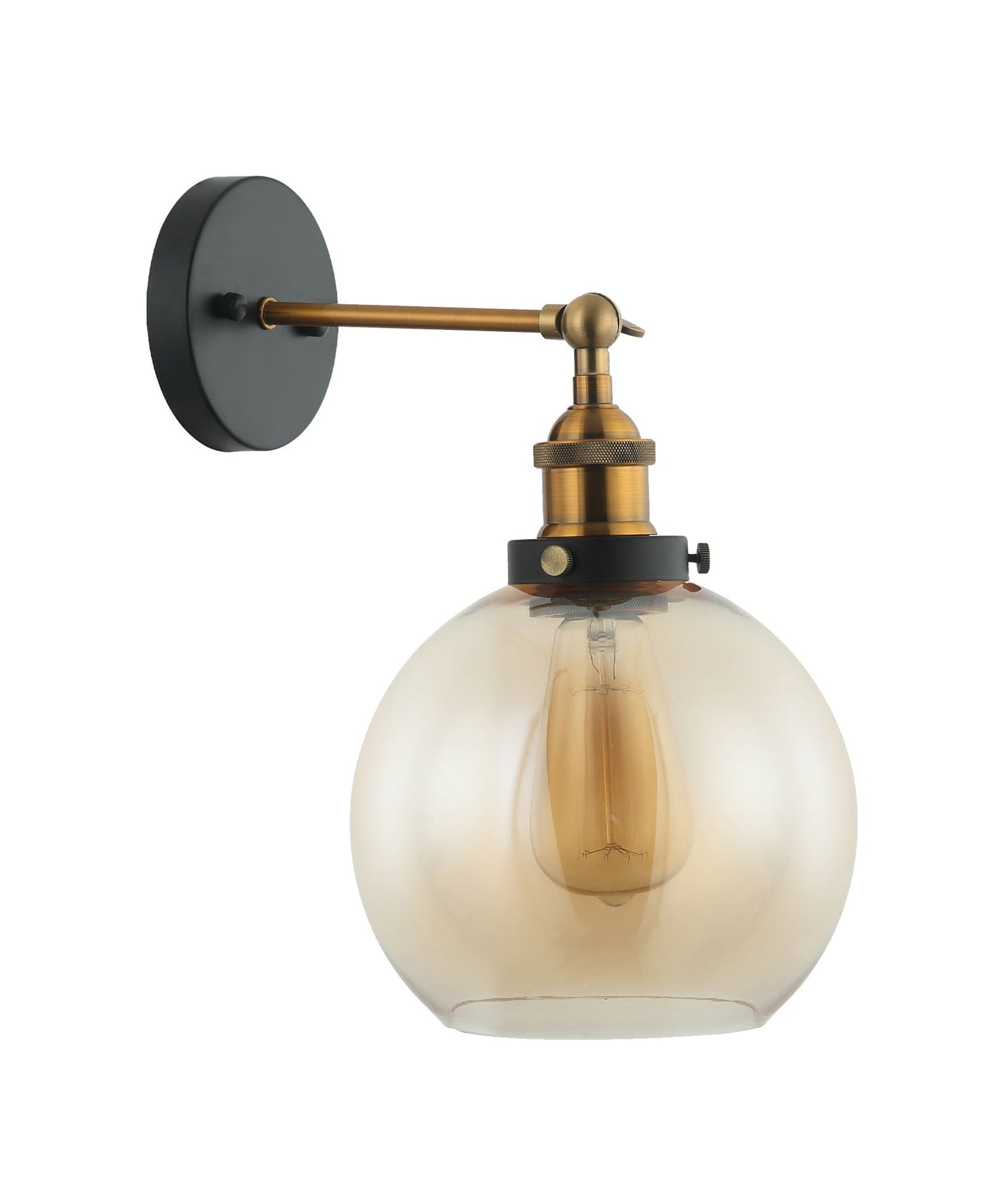 Vintage Brass Wall Light with Globe Shade
