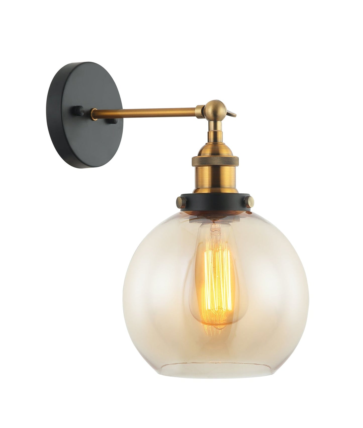Vintage Brass Wall Light with Globe Shade