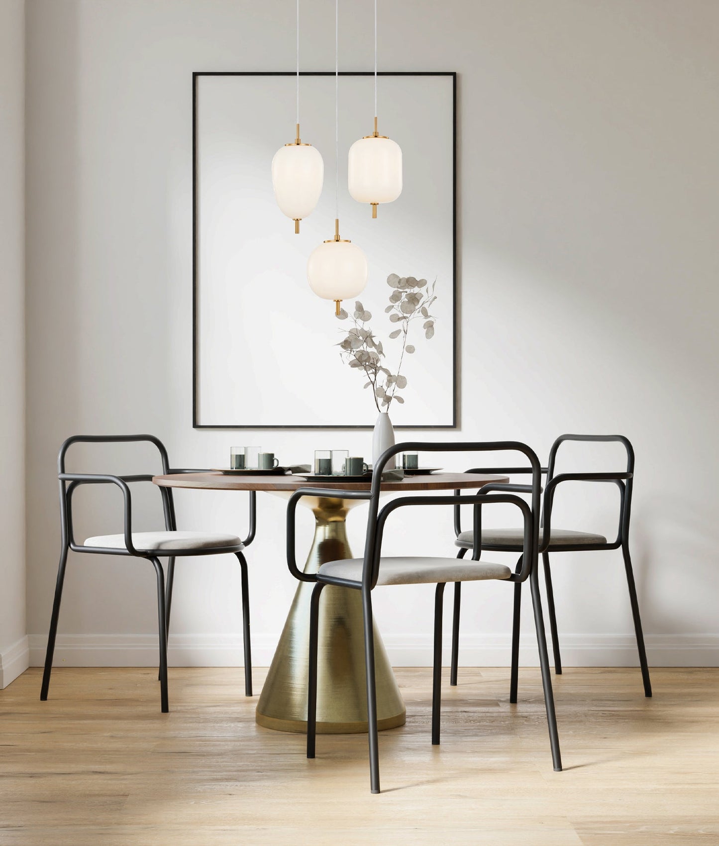 Interior Opal Matte Mirror Finish Pendant Light