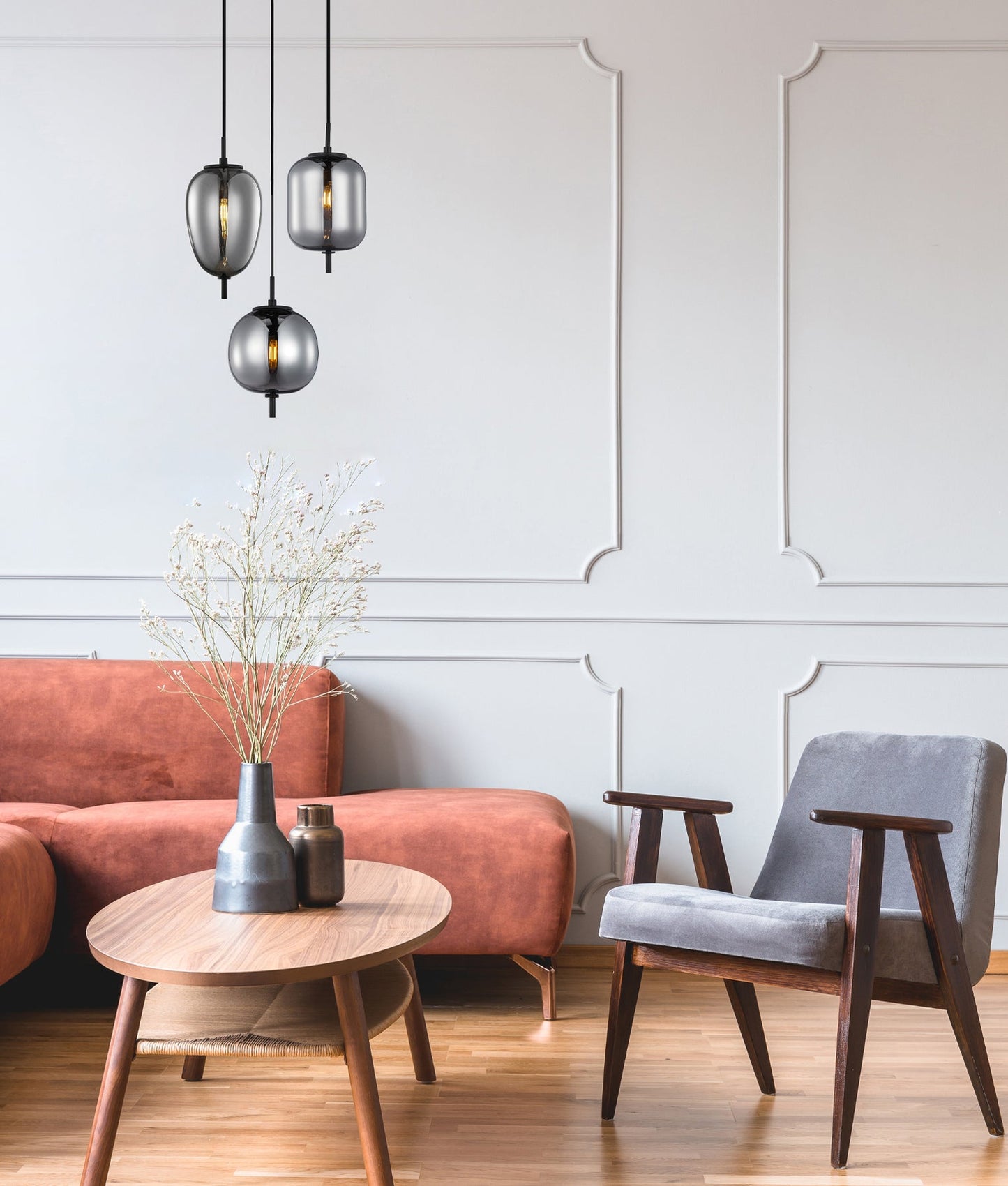 Smokey Black Mirror Finish Jar Pendant Lights