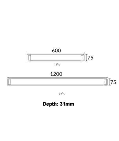 Surface Mounted LED Dimmable Tri-CCT Batten - 18W/36W