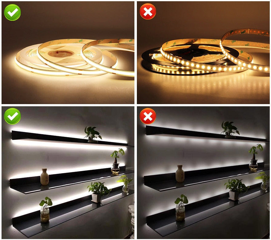 COB LED Strip 12V Flexible 5mm 8mm Width - Golden Yellow