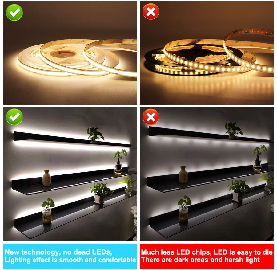 COB LED Strip 24V Flexible 5mm 8mm Width - Blue