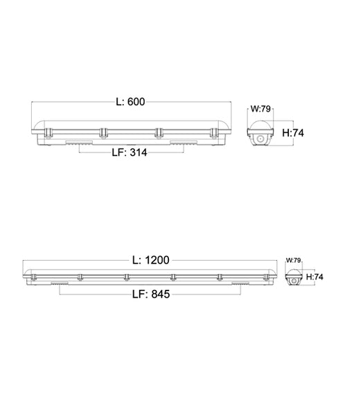 Exterior LED Waterproof Dual Power & Tri-CCT Battens IP65