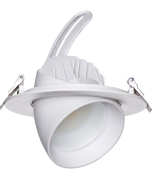Recessed Trunk Gimble Ceiling Adjustable Tri-Colour LED Downlight - White