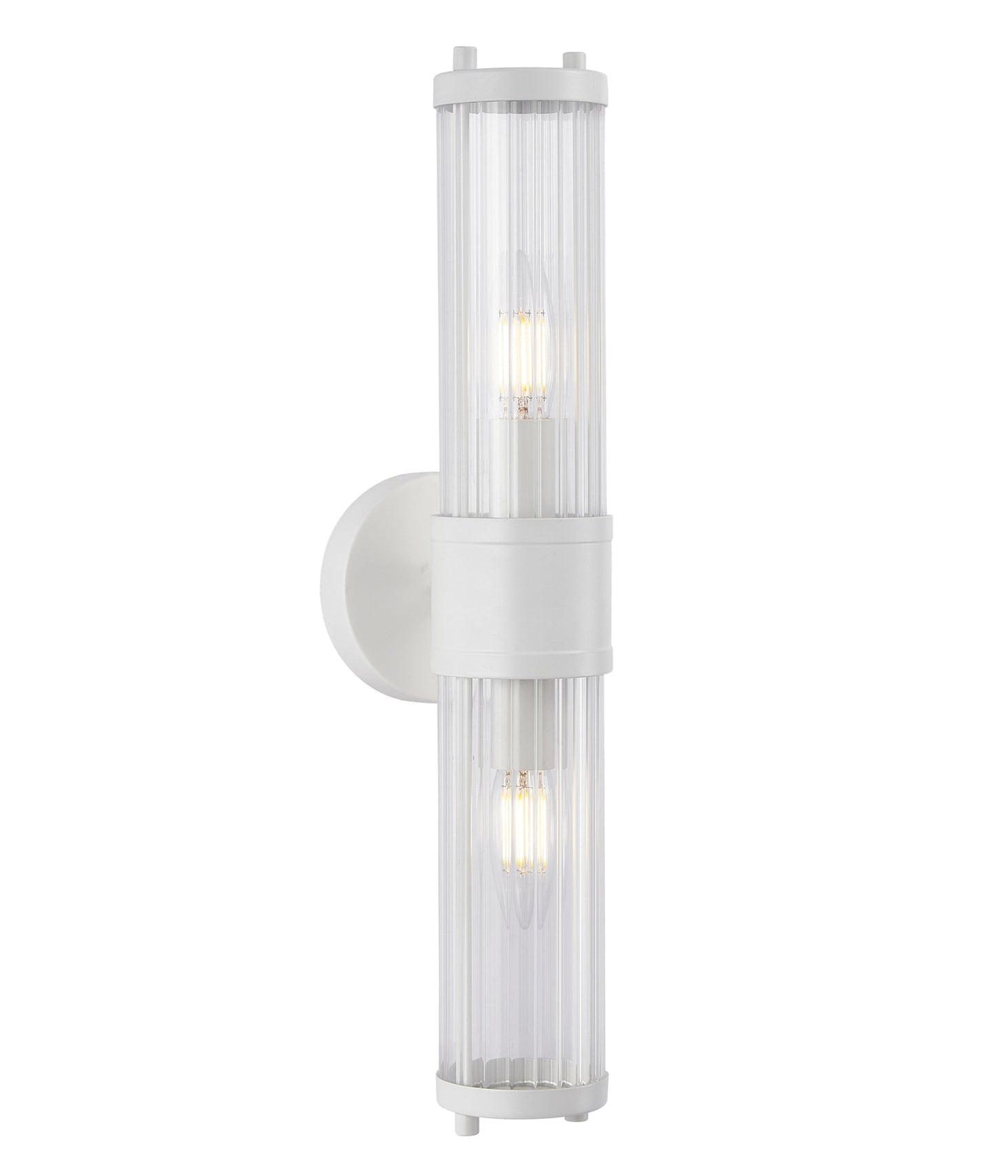 Interior Up/Down Tubular Clear Glass Wall Lights - White