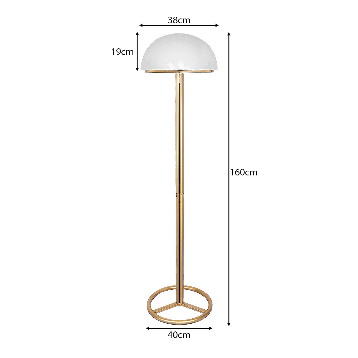 Gold Floor Lamp with Dome Shade - Modern Minimalist Design