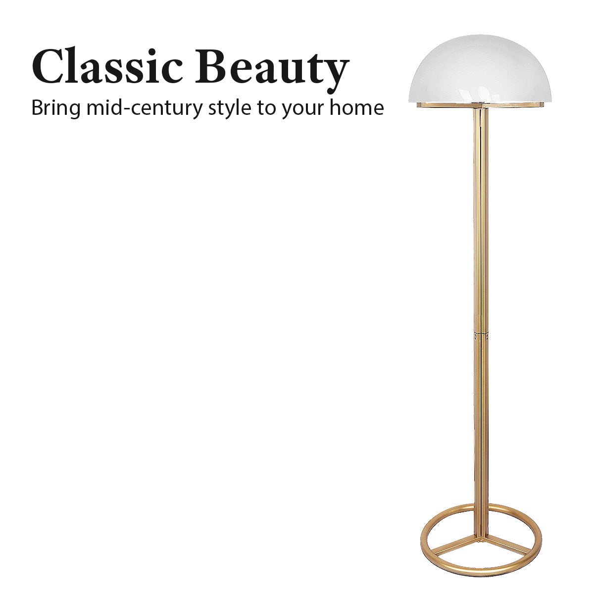 Gold Floor Lamp with Dome Shade - Modern Minimalist Design