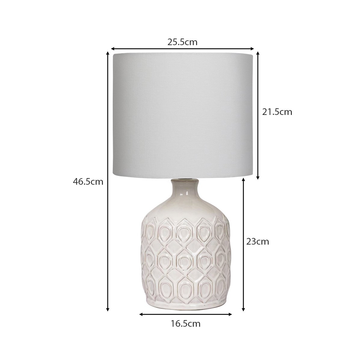 Textured Ceramic Table Lamp with White Shade