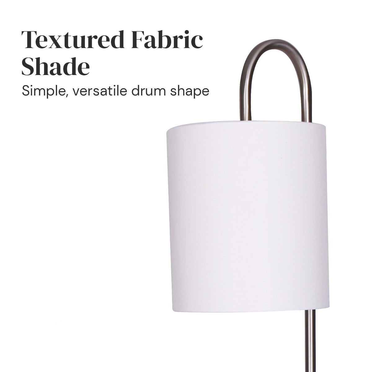 Modern Brushed Metal Floor Lamp with Dual Glass Shelves