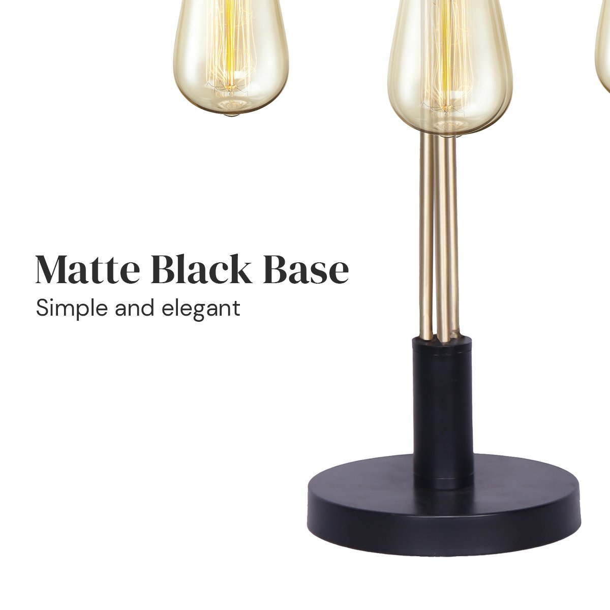Triple Exposed Bulb Industrial Table Lamp with Brass Accents