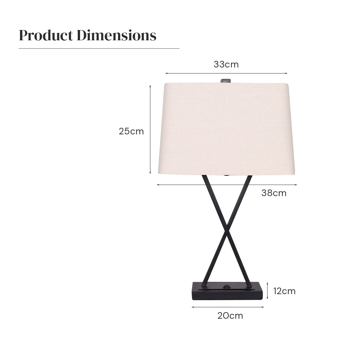 Metal X-Stand Table Lamps with Rectangular Fabric Shade (Set of 2)