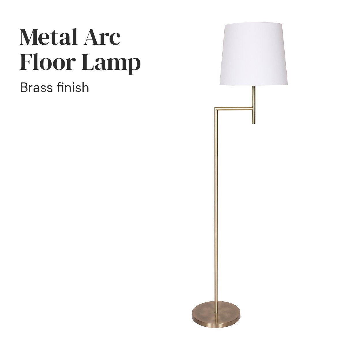 Elegant Floor Lamp with Cream Linen Shade - Golden brass