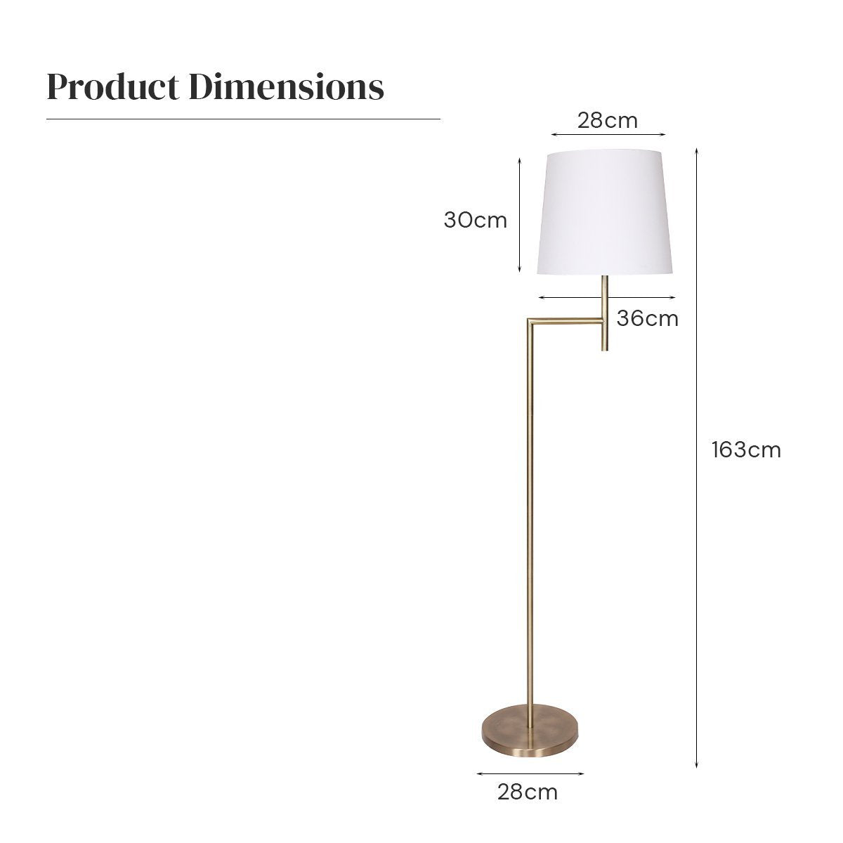 Elegant Floor Lamp with Cream Linen Shade - Golden brass