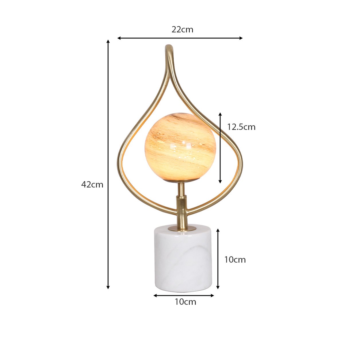 Sculptural Marble Base Table Lamp with Globe Light
