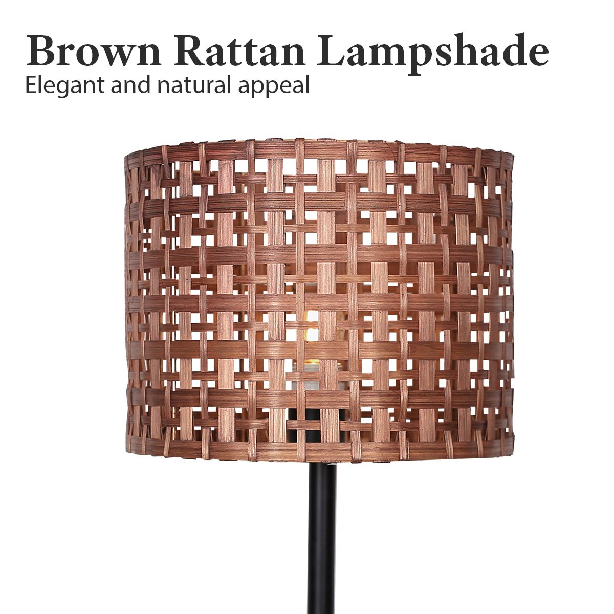 Woven Wood Desk Lamp with Black Marble Base