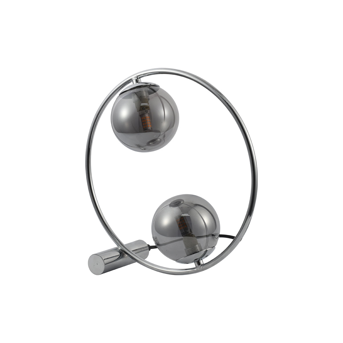 Double Orb Ring Table Lamp - Chrome Finish