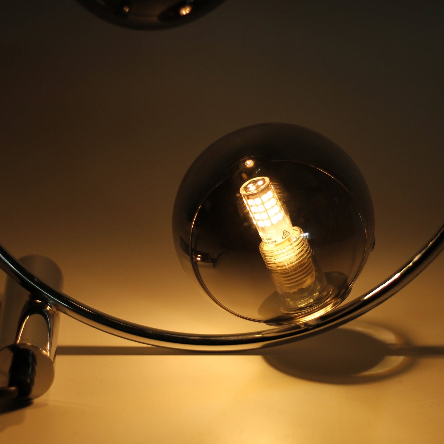 Double Orb Ring Table Lamp - Chrome Finish