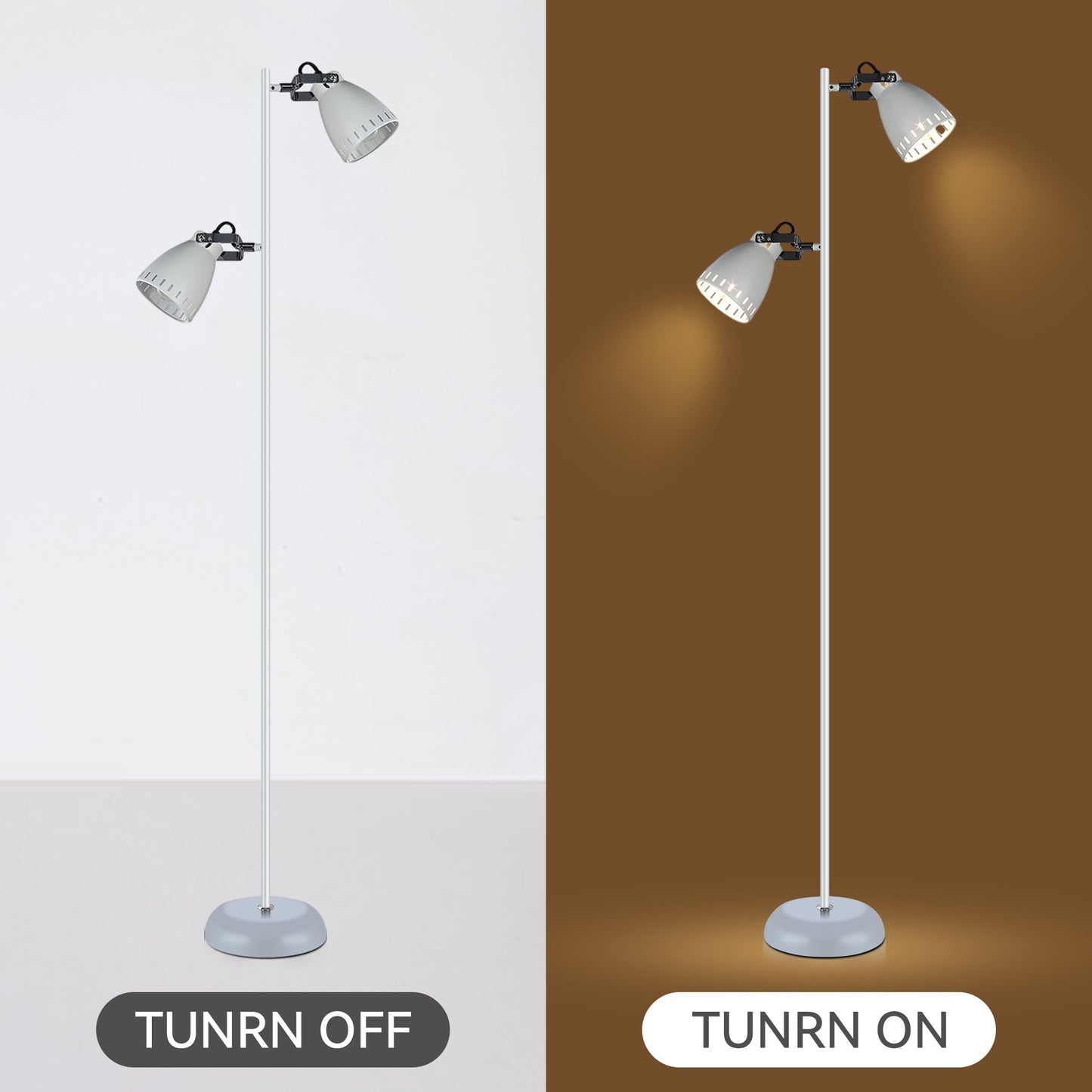 Dual-Headed Adjustable LED Floor Lamp - White