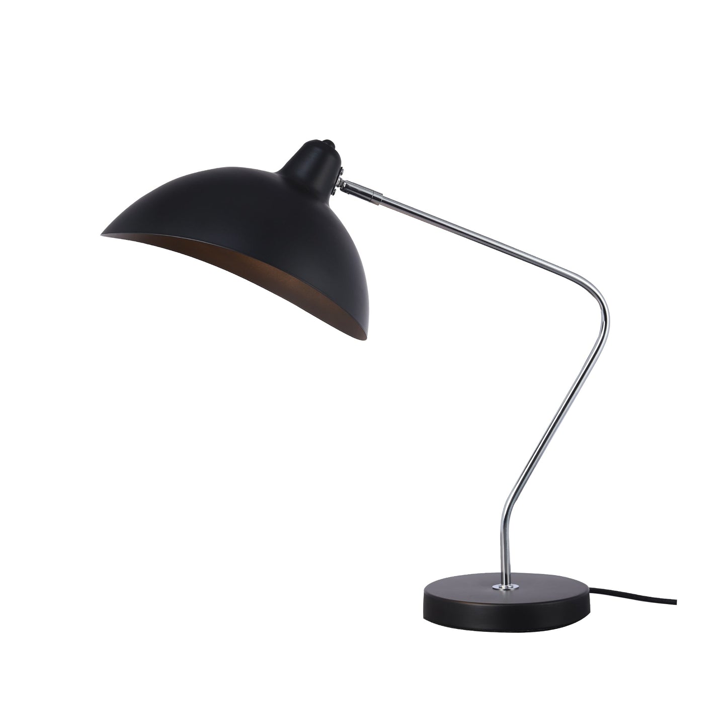 Modern Sleek Adjustable Desk Lamp with Curved Arm - Black