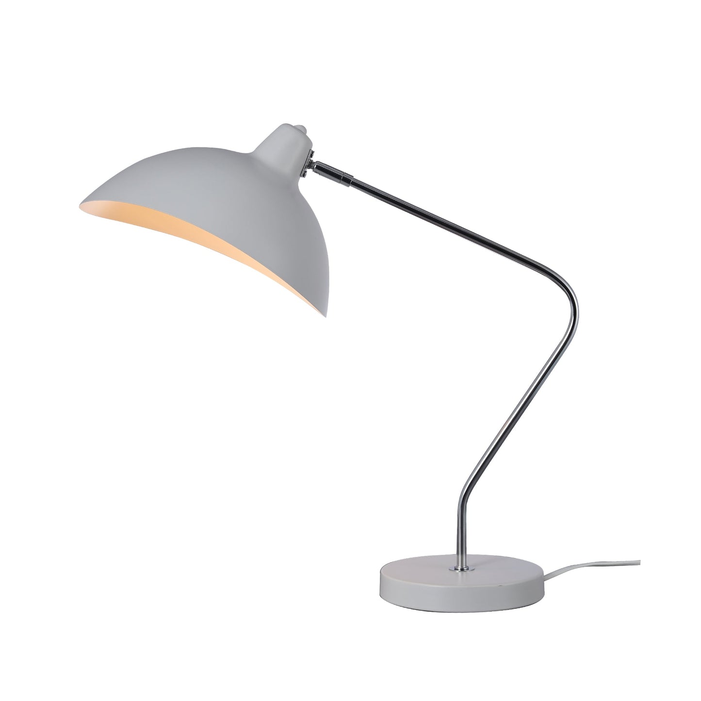 Modern Sleek Adjustable Desk Lamp with Curved Arm - White