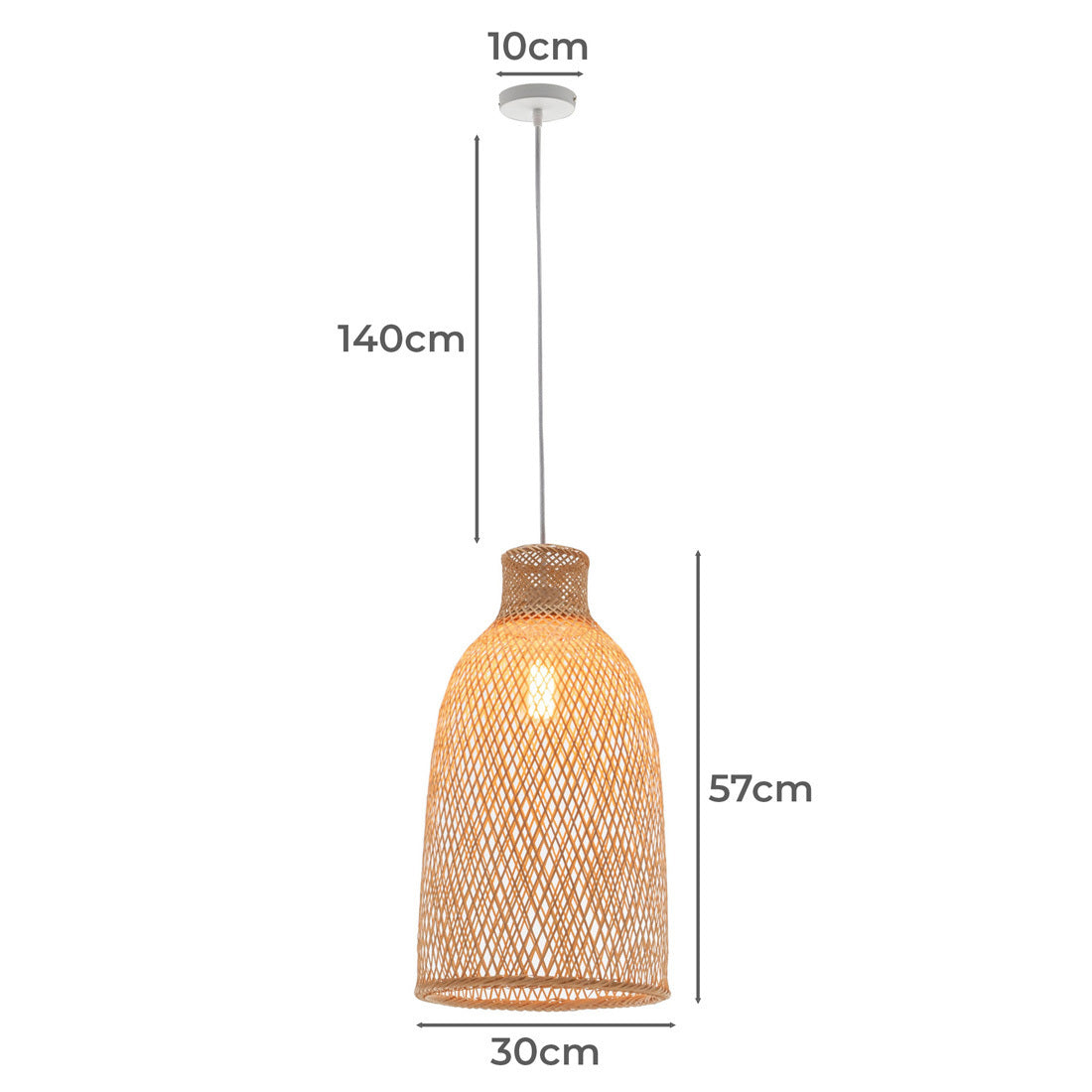 Artisan Woven Bamboo Cone Pendant Light - Tropical Boho Chic