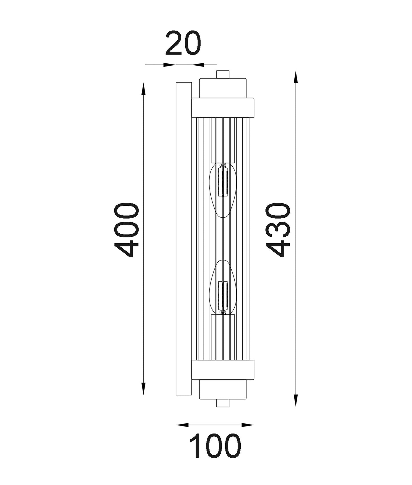 Interior Up/Down Clear Glass Rod Wall Lights - Satin Chrome