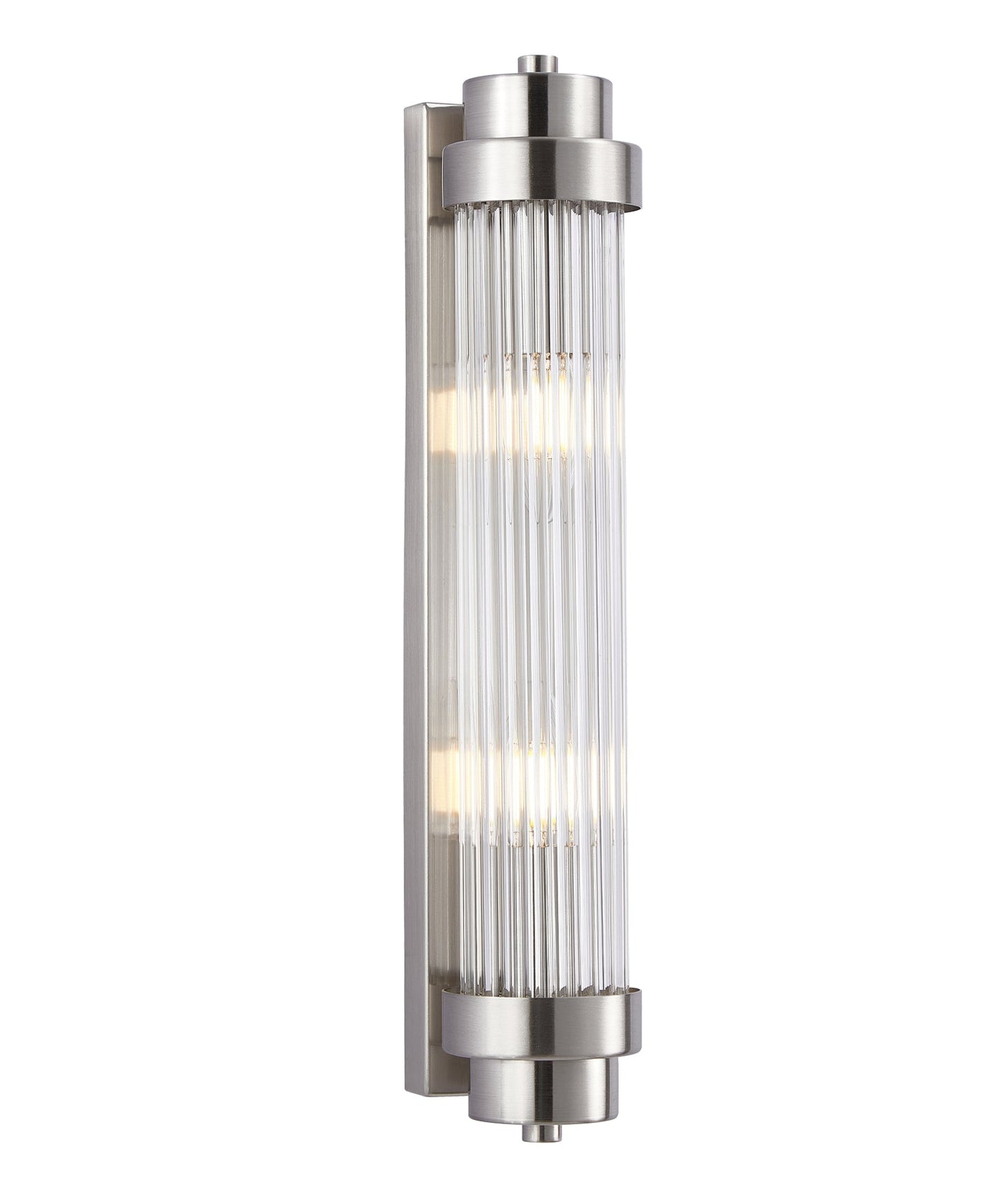 Interior Up/Down Clear Glass Rod Wall Lights - Satin Chrome