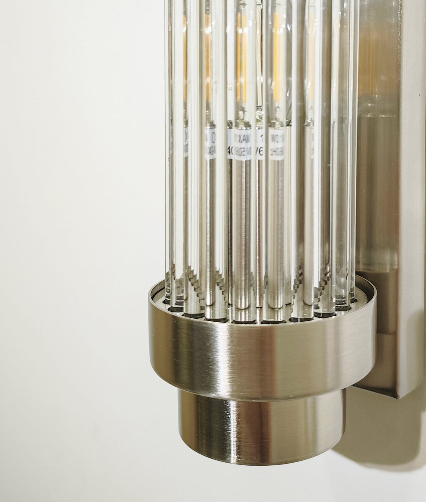 Interior Up/Down Clear Glass Rod Wall Lights - Satin Chrome