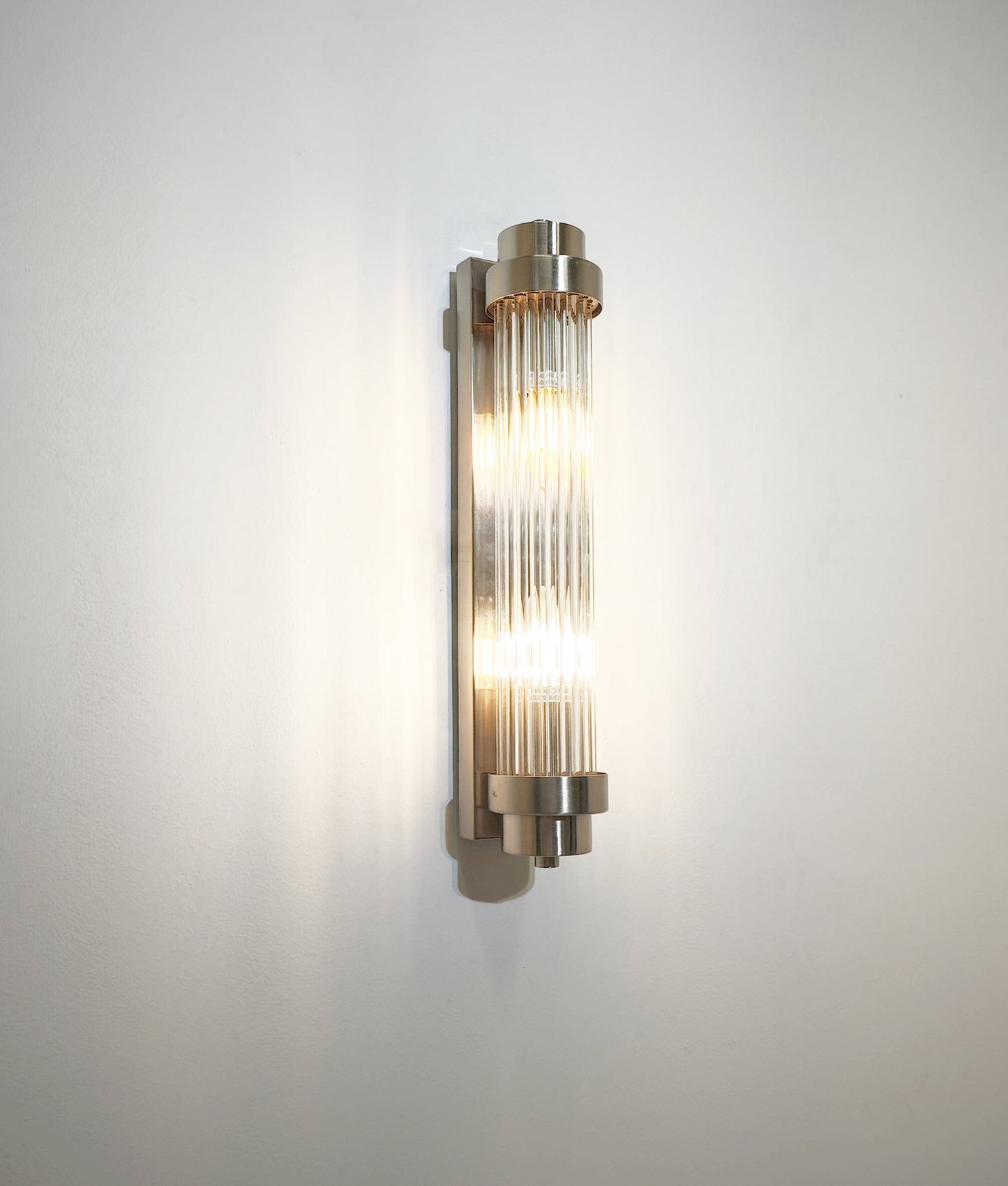 Interior Up/Down Clear Glass Rod Wall Lights - Satin Chrome