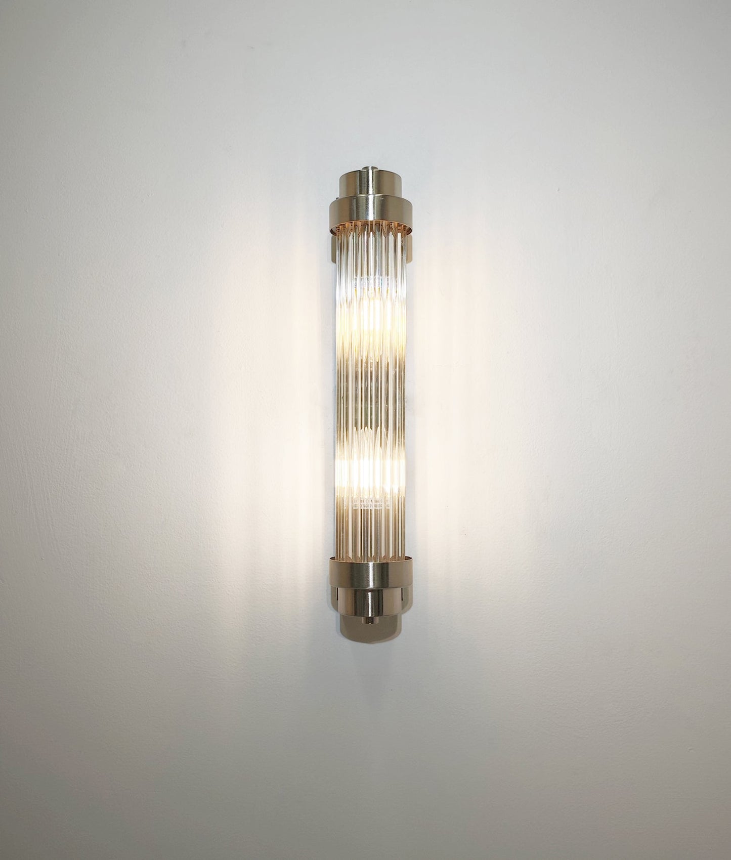 Interior Up/Down Clear Glass Rod Wall Lights - Satin Chrome