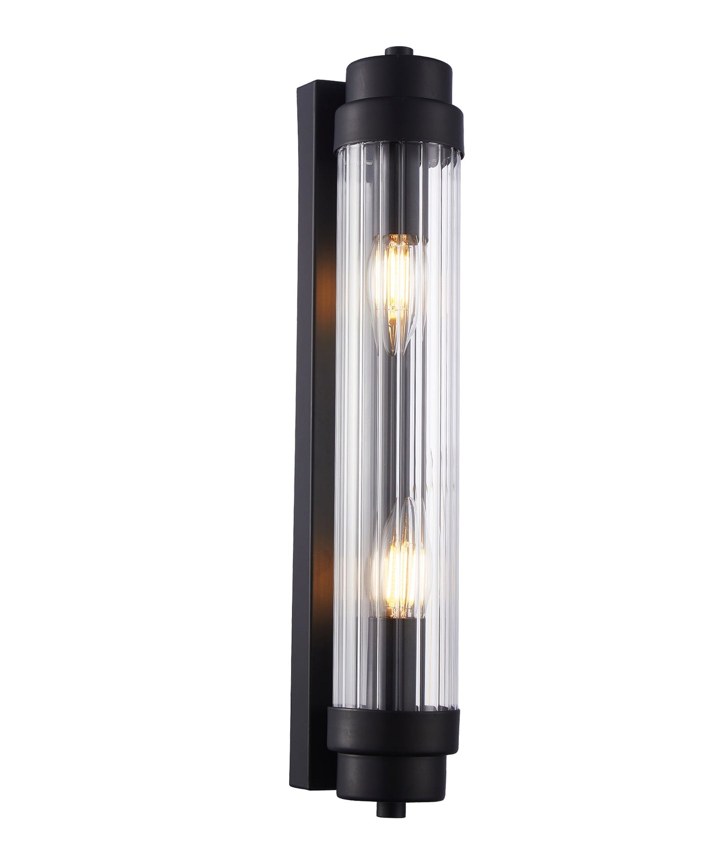 Interior Up/Down Clear Glass Rod Wall Lights - Black