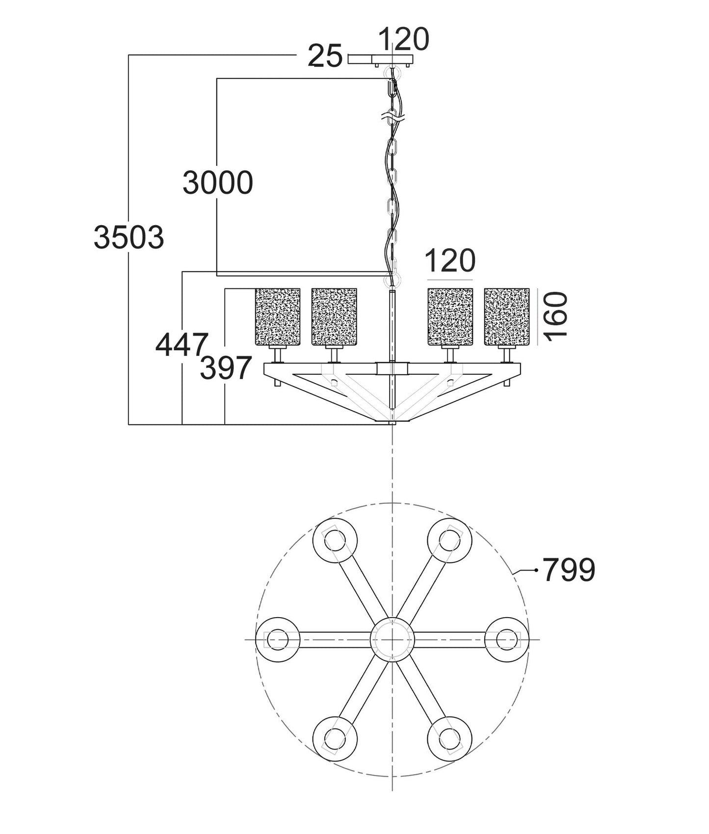 Candelabra Oak Wood with Clear Blown Dimpled Glass Pendant Light