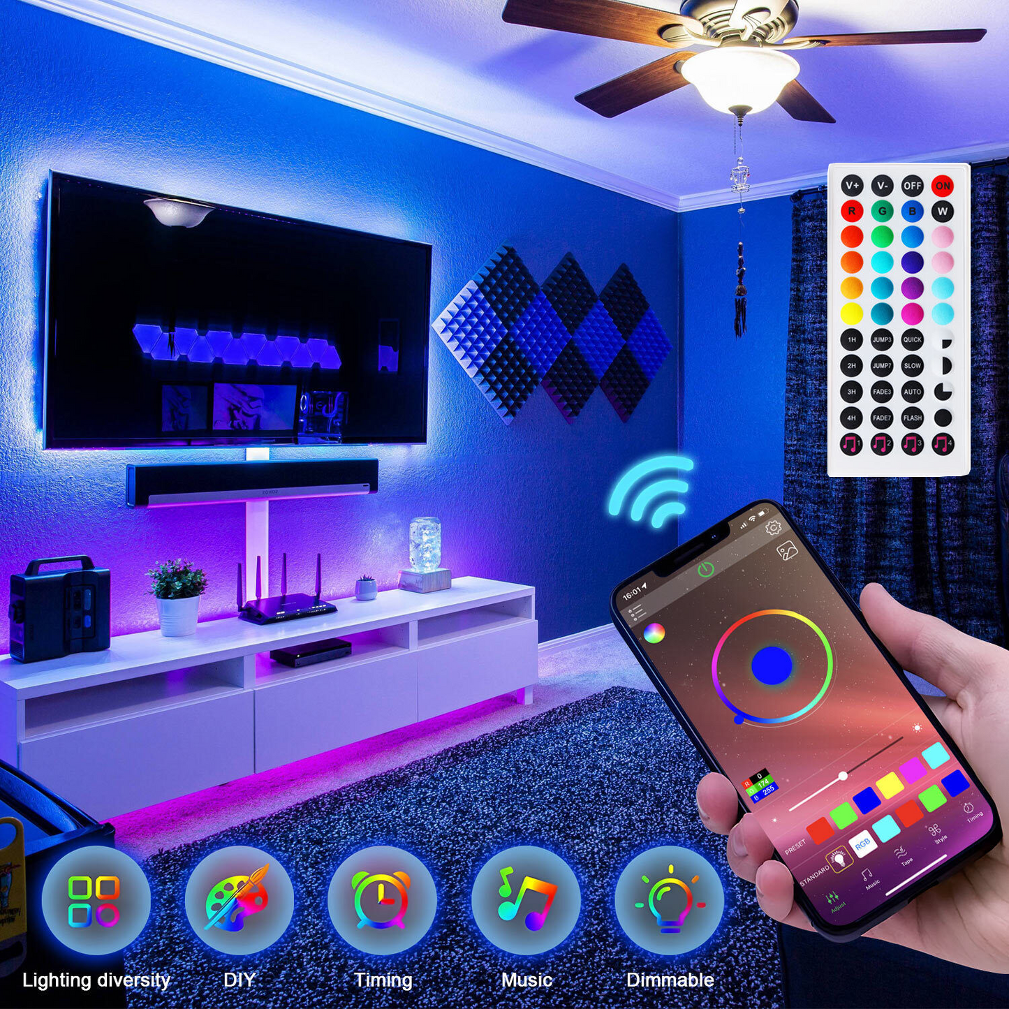 RGB LED Strip Light - Dual Control